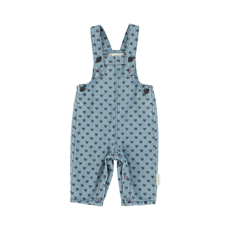 Piupiuchick - Dungarees - Washed blue denim w/ black hearts