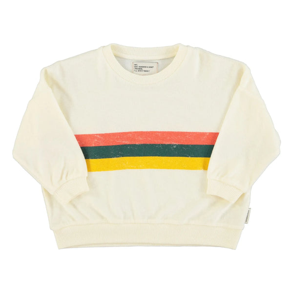 Piupiuchick - sweatshirt | ecru w/ multicolor stripes print enfant