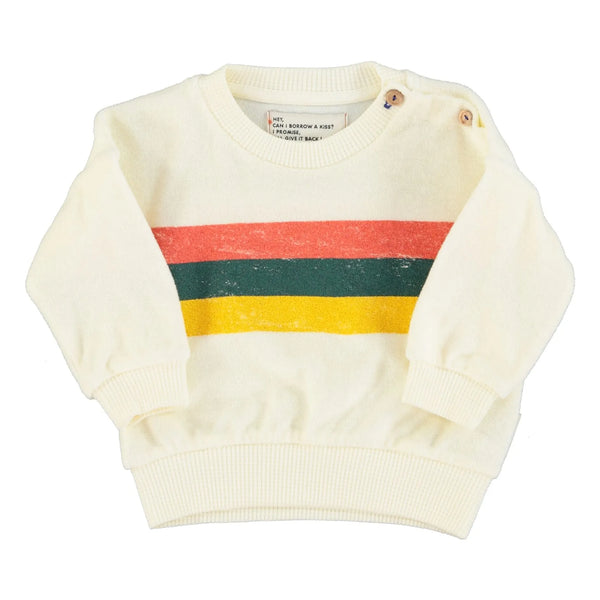 Piupiuchick - Sweatshirt | ecru w/ multicolor stripes print bébé