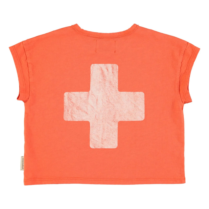 Piupiuchick - t'shirt orange w/ "first aid" print