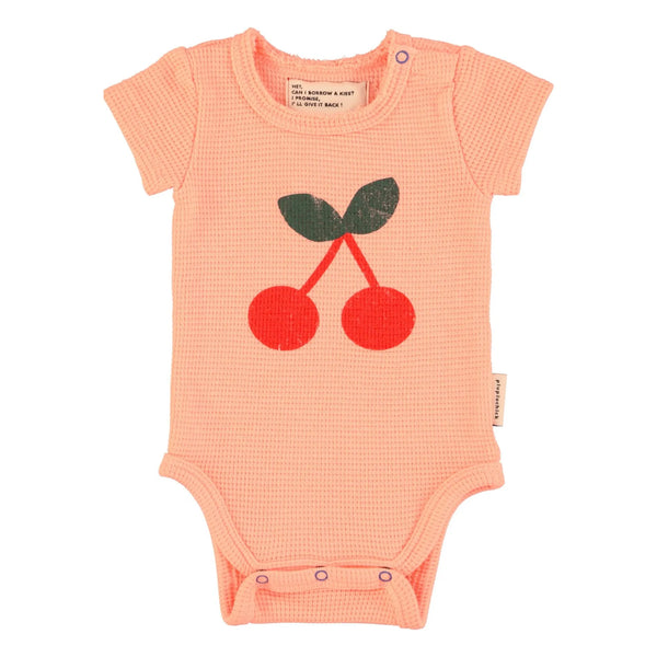 Piupiuchick - short sleeve bodysuit pink w/ cherry print