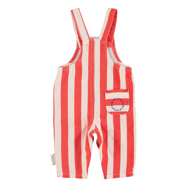 Piupiuchick - baby dungarees red & white stripes w/ "eighties" print