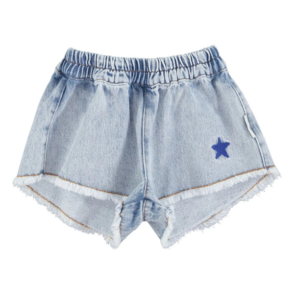 Piupiuchick - shorts w/ fringes washed blue denim