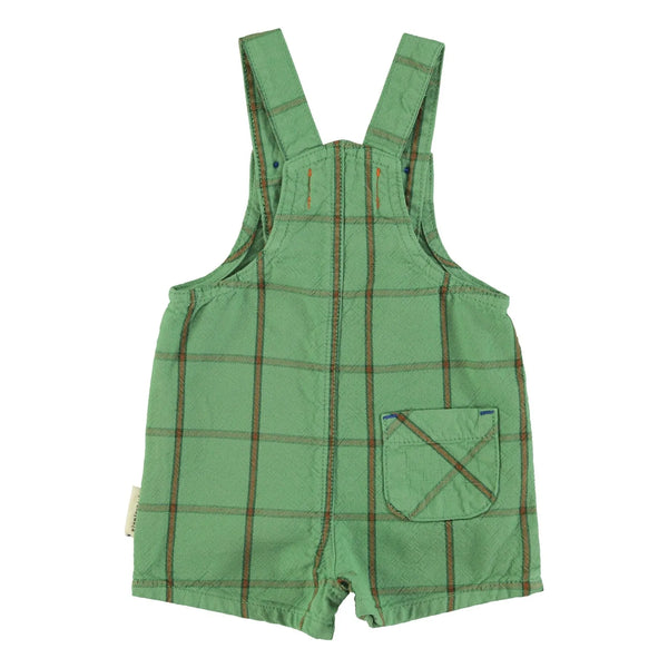 Piupiuchick - Baby short dungarees green checkered