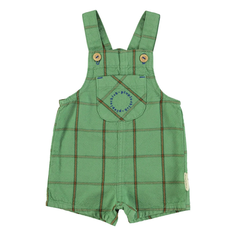 Piupiuchick - Baby short dungarees green checkered