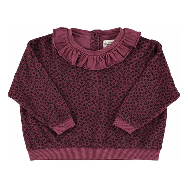Piupiuchick - Terry cotton sweatshirt - Aubergine w/ animal prin
