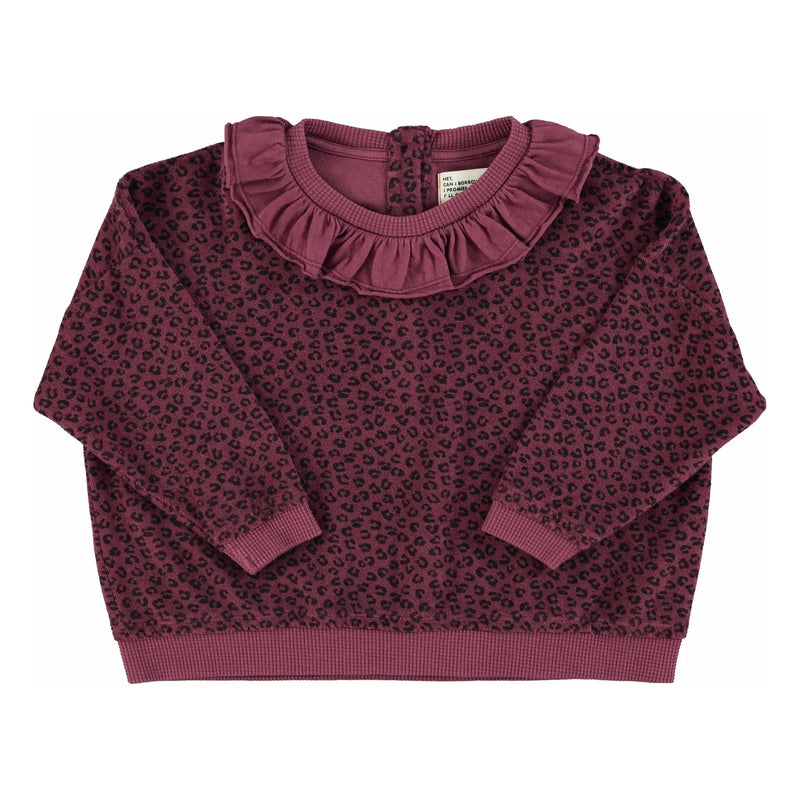 Piupiuchick - Terry cotton sweatshirt - Aubergine w/ animal prin