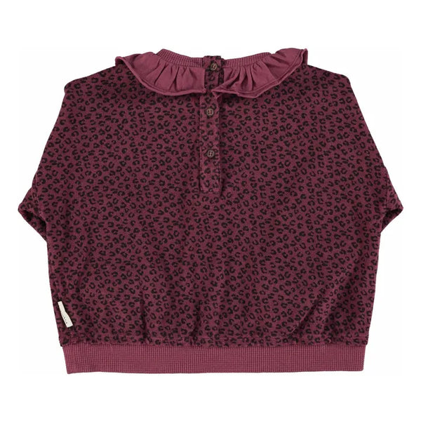 Piupiuchick - Terry cotton sweatshirt - Aubergine w/ animal prin