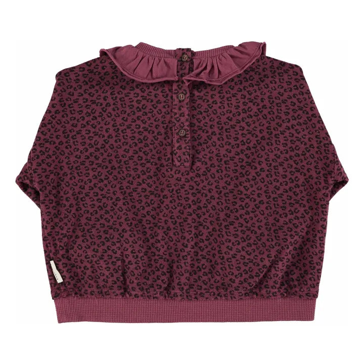 Piupiuchick - Terry cotton sweatshirt - Aubergine w/ animal prin