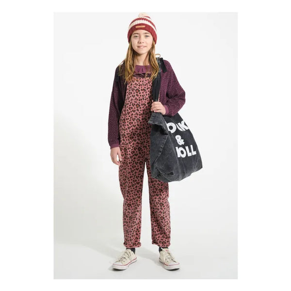 Piupiuchick - Terry cotton sweatshirt - Aubergine w/ animal print