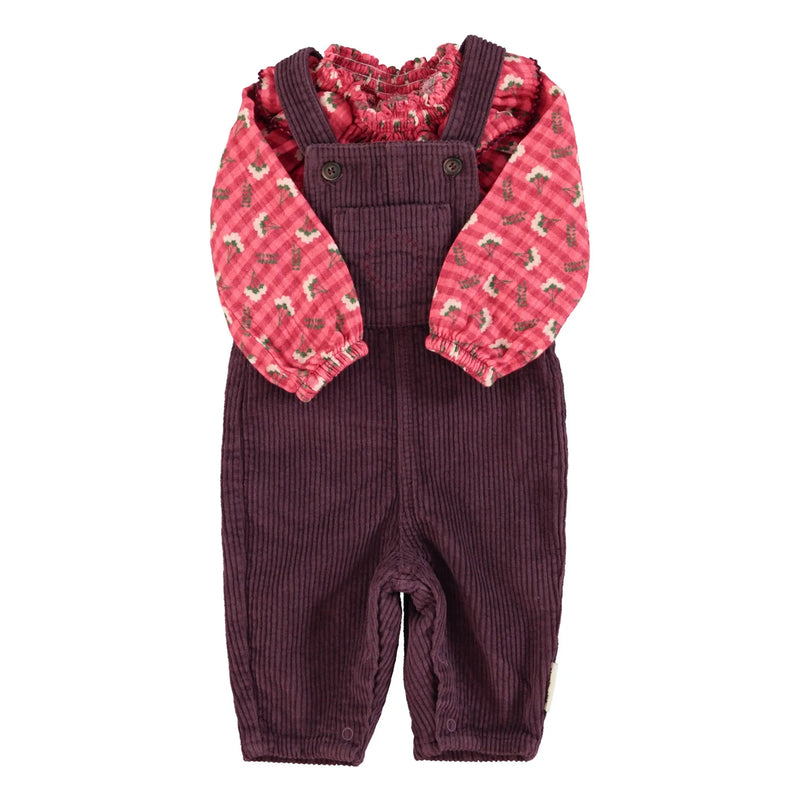 Piupiuchick - Baby dungarees - Aubergine corduroy