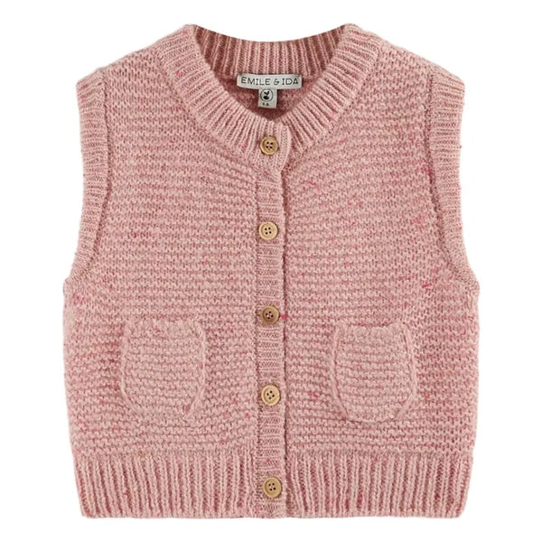 Emile & Ida - Cardigan sans manches rose enfant