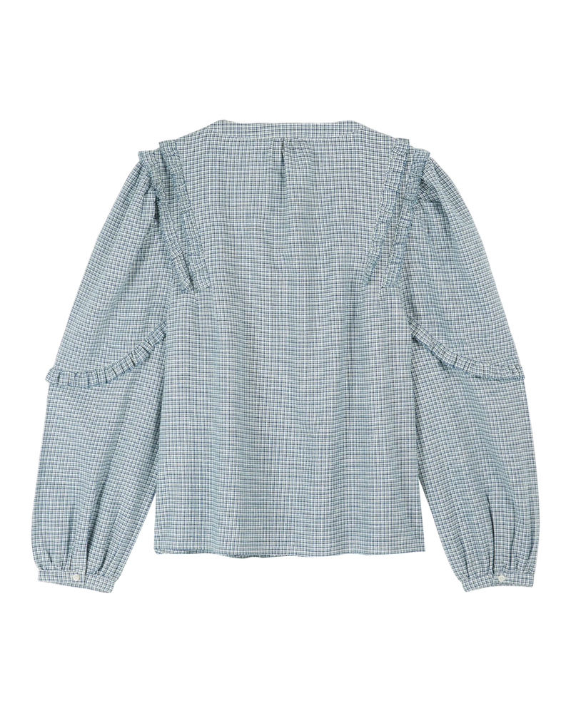 Emile & Ida - Blouse khadi écossais écru et bleu