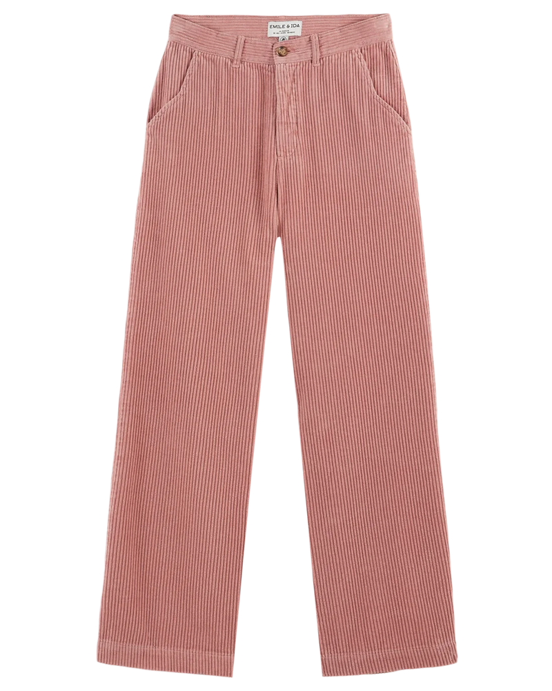 Emile & Ida - Pantalon wide velours blush