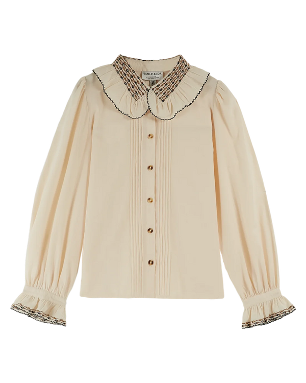 Emile & Ida - Chemise vintage col brodé crème