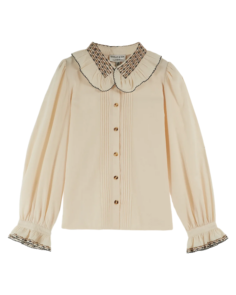 Emile & Ida - Chemise vintage col brodé crème