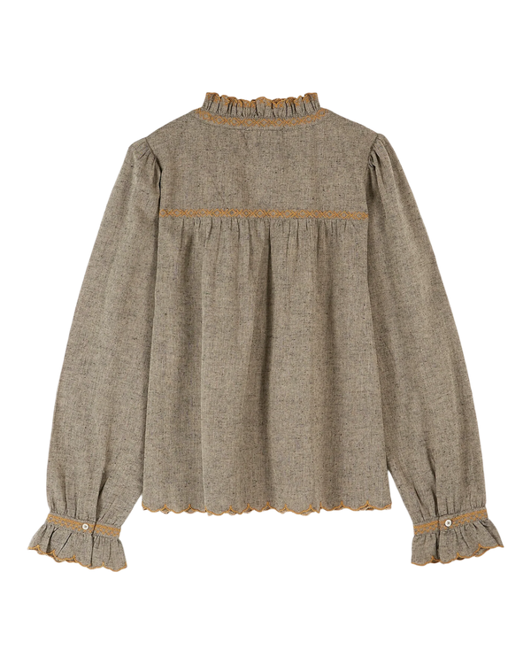 Emile & Ida - Blouse broderie brun chiné