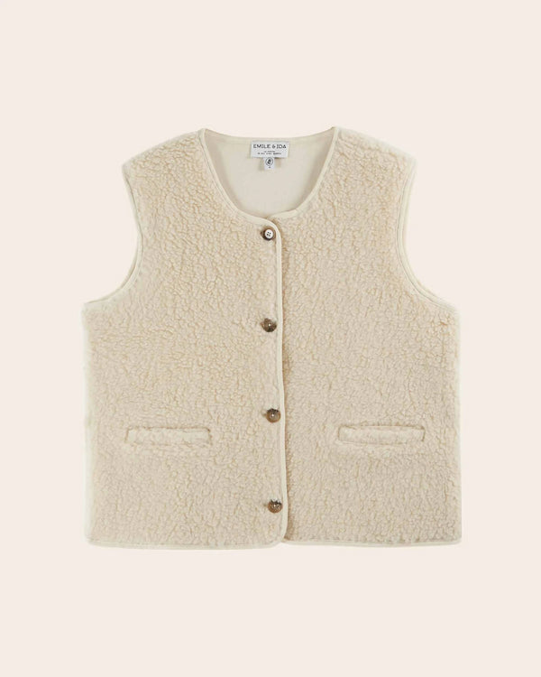 Emile & Ida - Gilet sans manches sherpa écru
