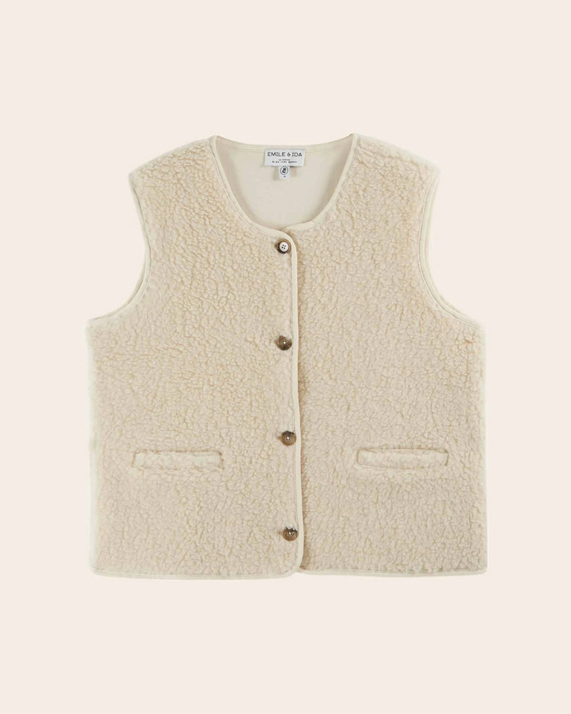 Emile & Ida - Gilet sans manches sherpa écru