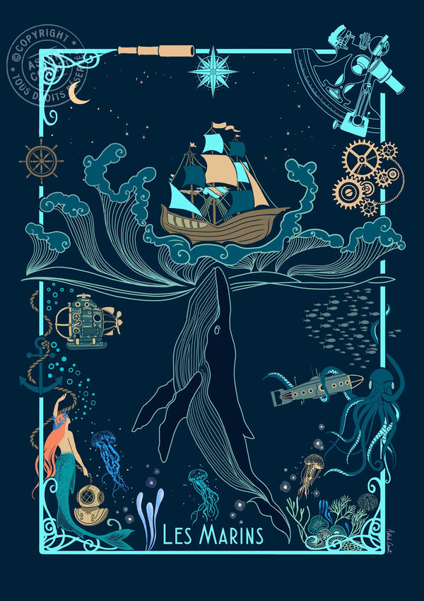 Astrid Cornet affiche - Les marins foncé/bleu
