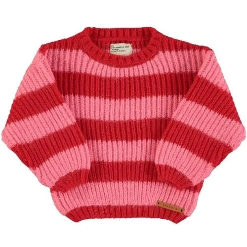 Piupiuchick - Knitted sweater | Red & pink stripes