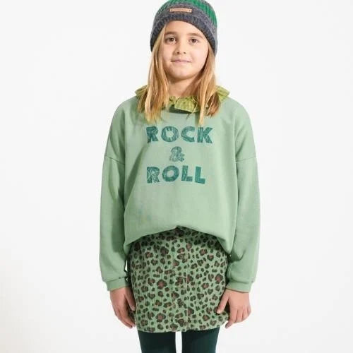 Piupiuchick - Sweatshirt - Green w/ "rock & roll" print