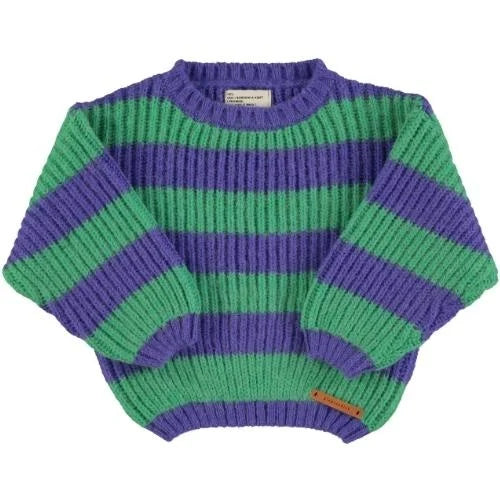 Piupiuchick - Baby knitted sweater | Green & purple stripes