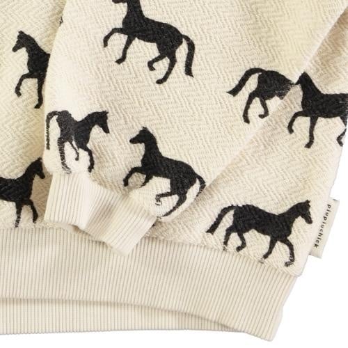 Piupiuchick - Baby sweatshirt ecru w/ black horses