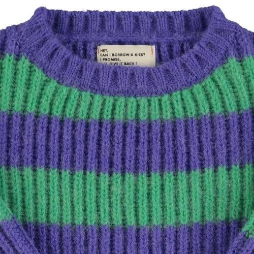 Piupiuchick - Baby knitted sweater | Green & purple stripes