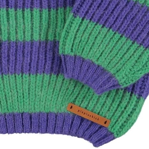 Piupiuchick - Baby knitted sweater | Green & purple stripes