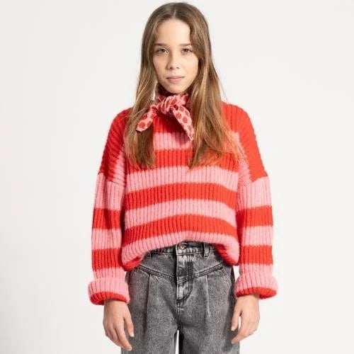 Piupiuchick - Knitted sweater | Red & pink stripes