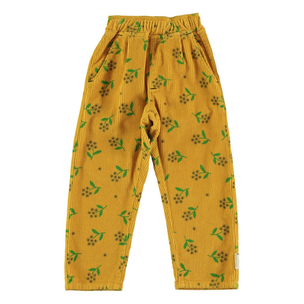 Piupiuchick - Trousers yellow mustard w/ flower allover