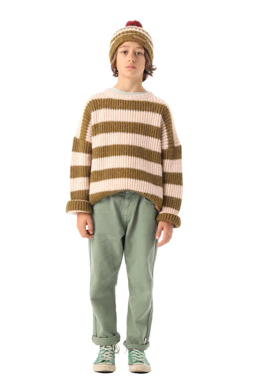Piupiuchick - Knitted sweater - green and ecru stripes