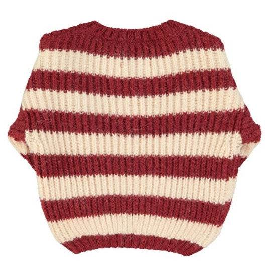 Piupiuchick - Knitted sweater - Bordeaux & light pink stripes