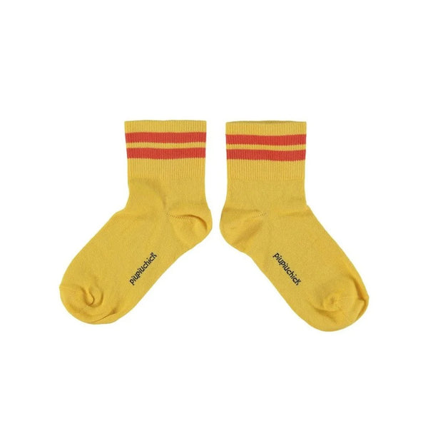 Piupiuchick - Striped socks yellow w/ orange stripes