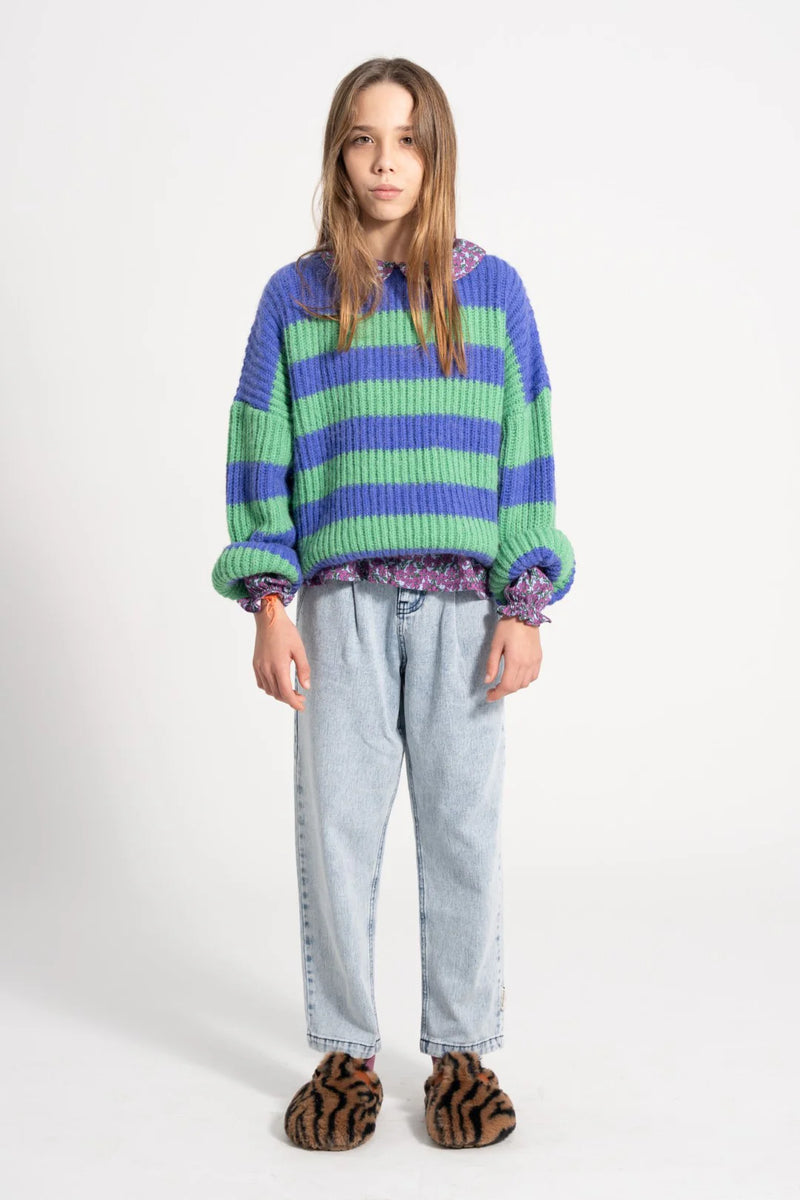 Piupiuchick - Knitted sweater | Green & purple stripes