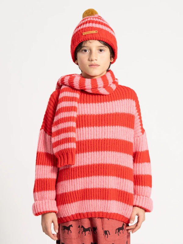 Piupiuchick - Knitted sweater | Red & pink stripes