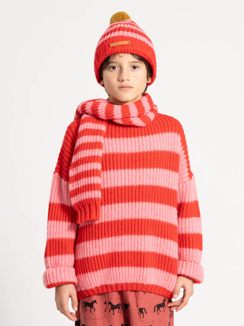 Piupiuchick - Knitted sweater | Red & pink stripes