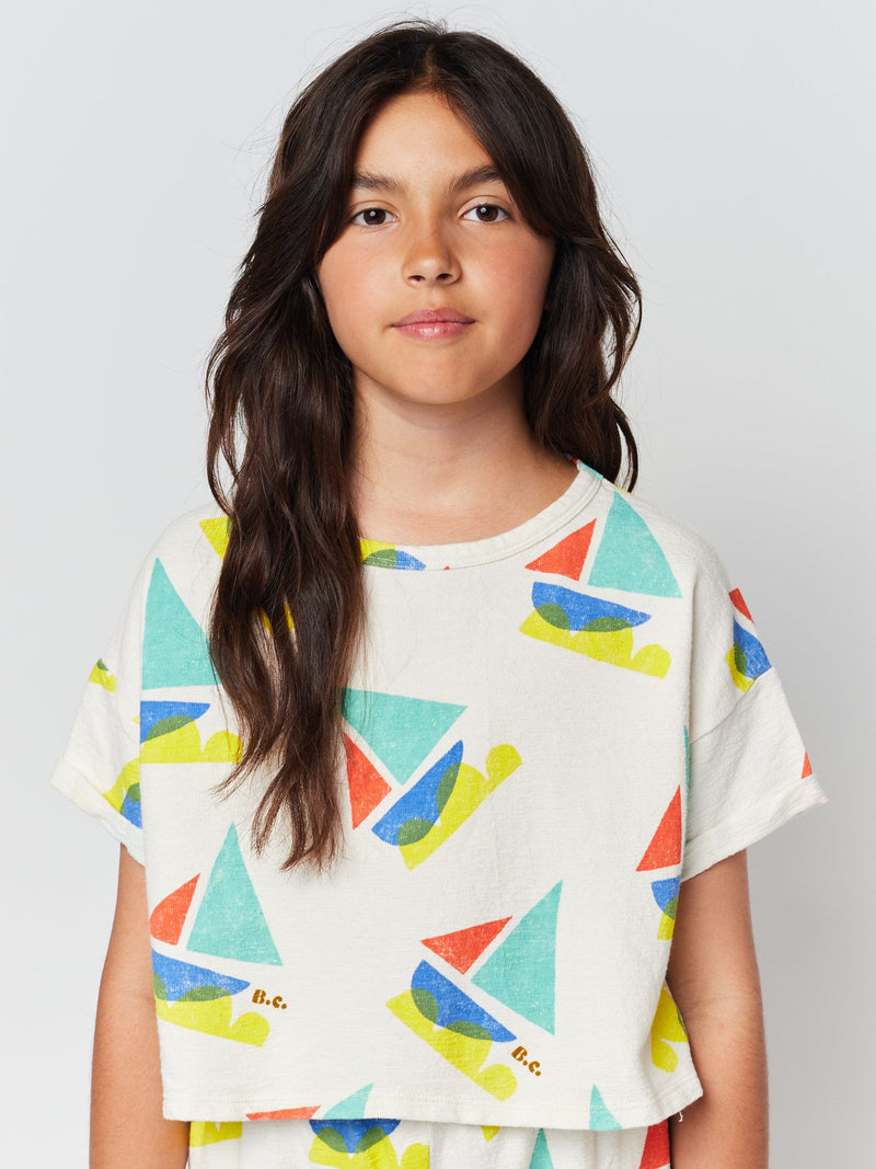 Bobo choses - Multicolor sail boat all over cropped sweatshirt