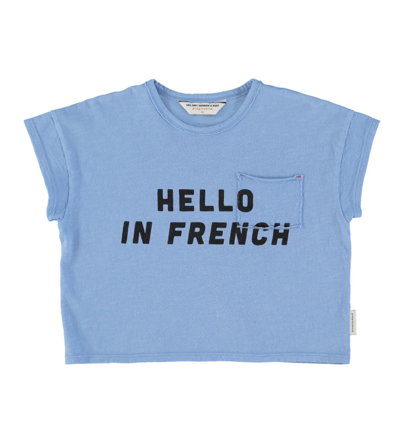 piupiuchick - T’shirt blue w/ « hello in french » print enfant