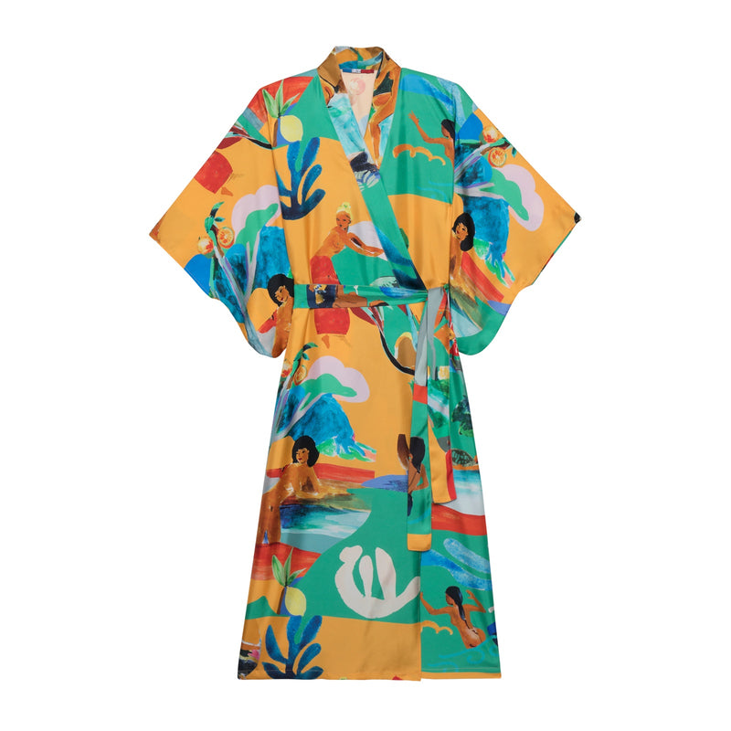 G.Kero - Orange green silk kimono