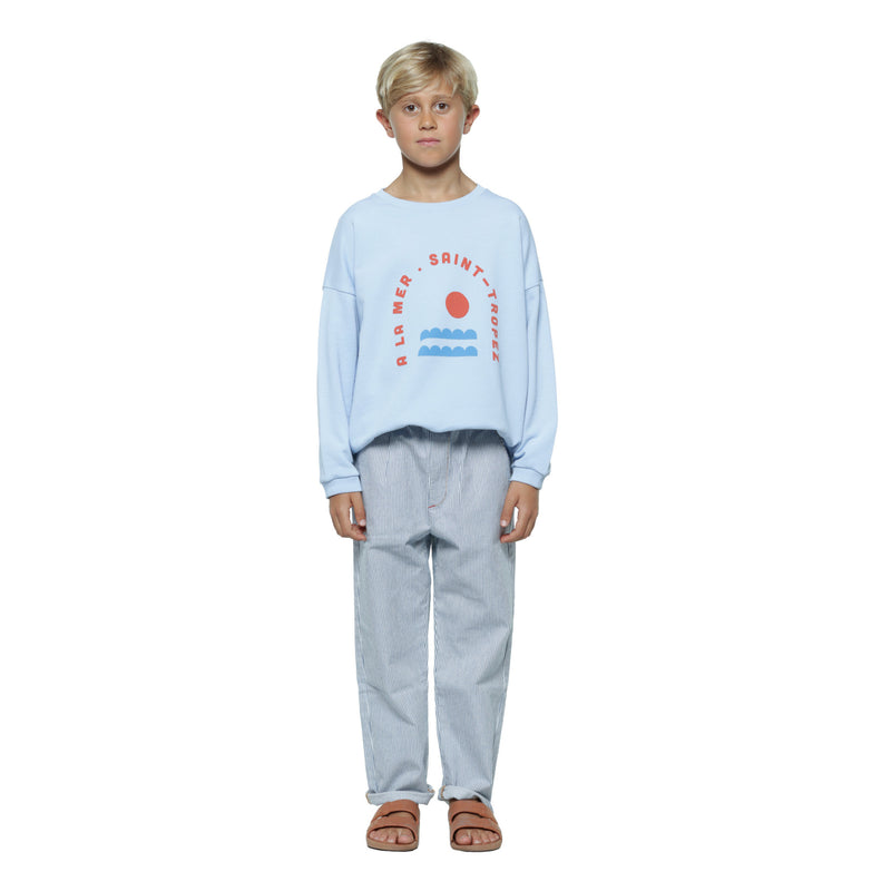 Piupiuchick - Unisex sweatshirt light blue w/ sea print enfant
