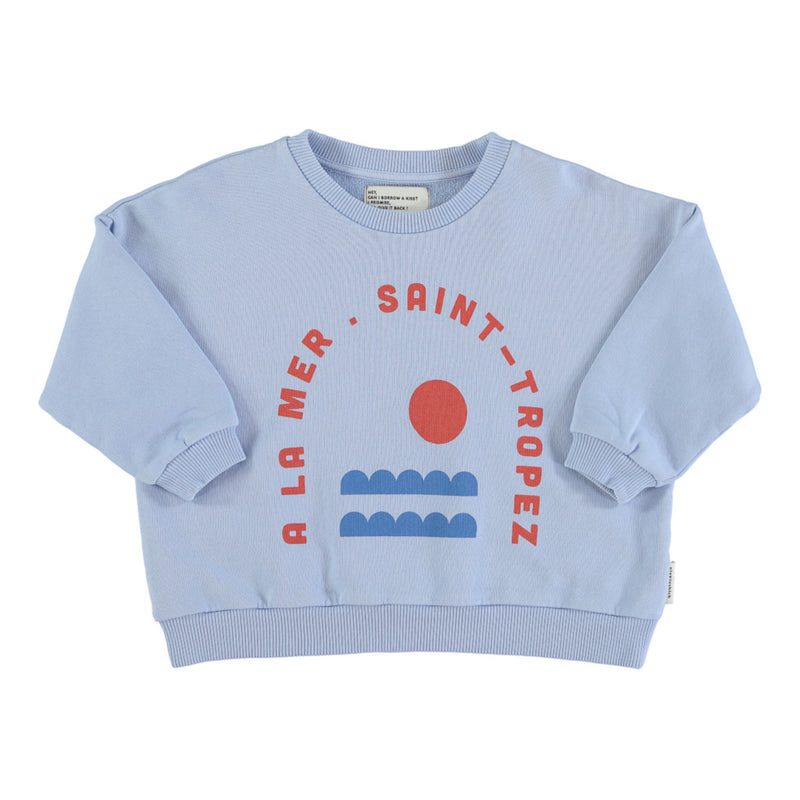 Piupiuchick - Unisex sweatshirt light blue w/ sea print enfant